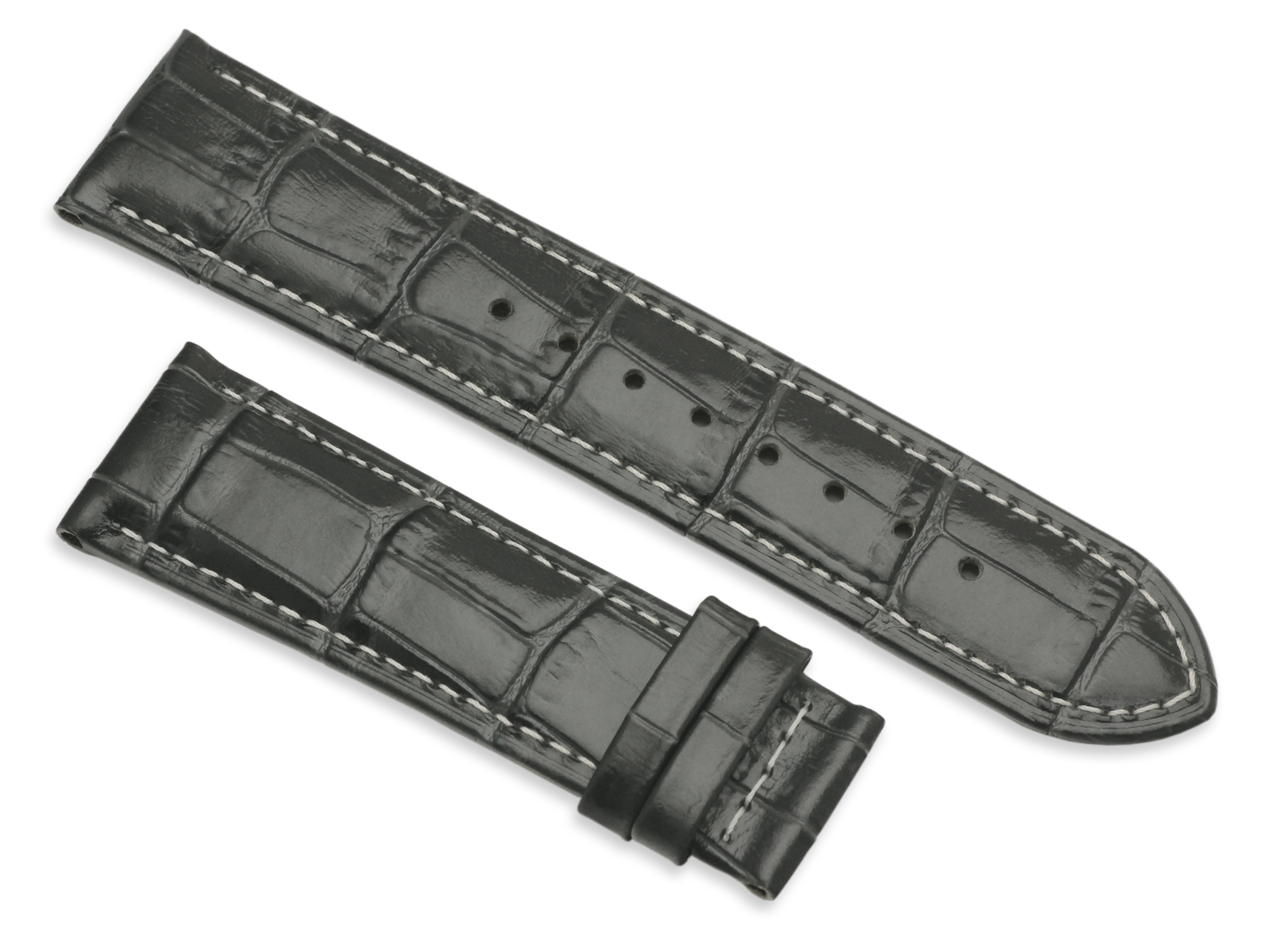 LD strap 22-20 Grey-WH, кожаный ремешок L'Duchen