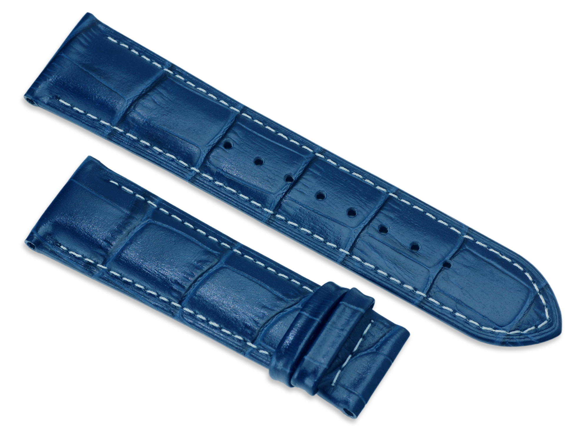 LD strap 22-20 Blue-WH, кожаный ремешок L'Duchen
